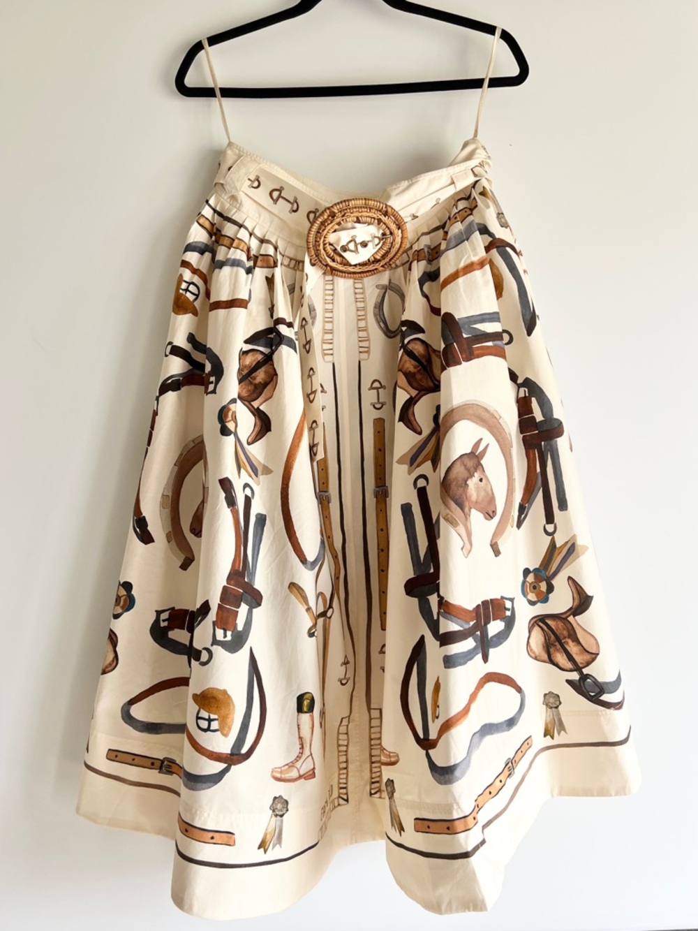 FARM Rio Equestrian Scarf Belted Midi Skirt in Winter White Size Medium NWT - Picture 8 of 16